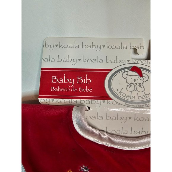Koala Baby Red Baby Bib, Hook and Eye Closure Feliz Navida, Christmas - Picture 2 of 6